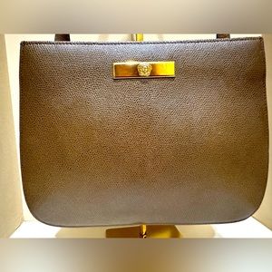 Gianni Versace Brown Pebbled Leather Vintage Shoulder Bag